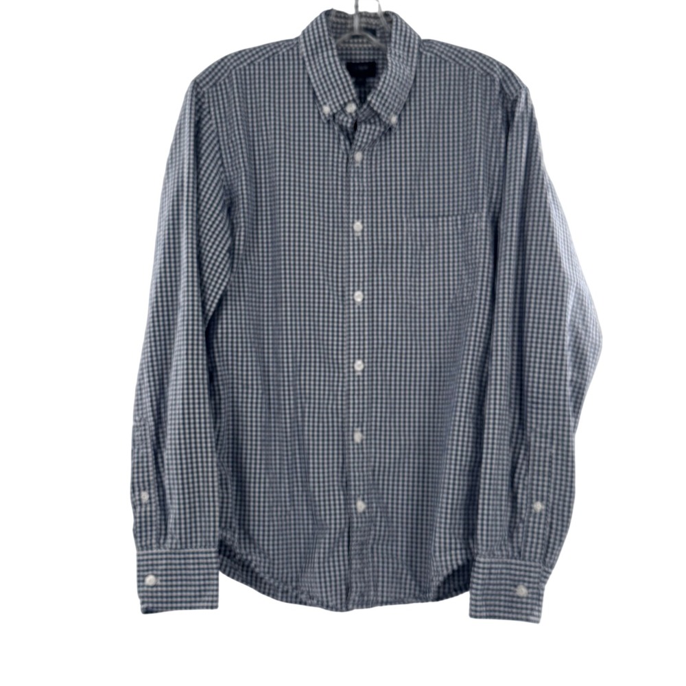 J.Crew Mens Slim Fit Navy Gingham Check Button Down Shirt Long Sleeve Cotton M - Picture 2 of 7